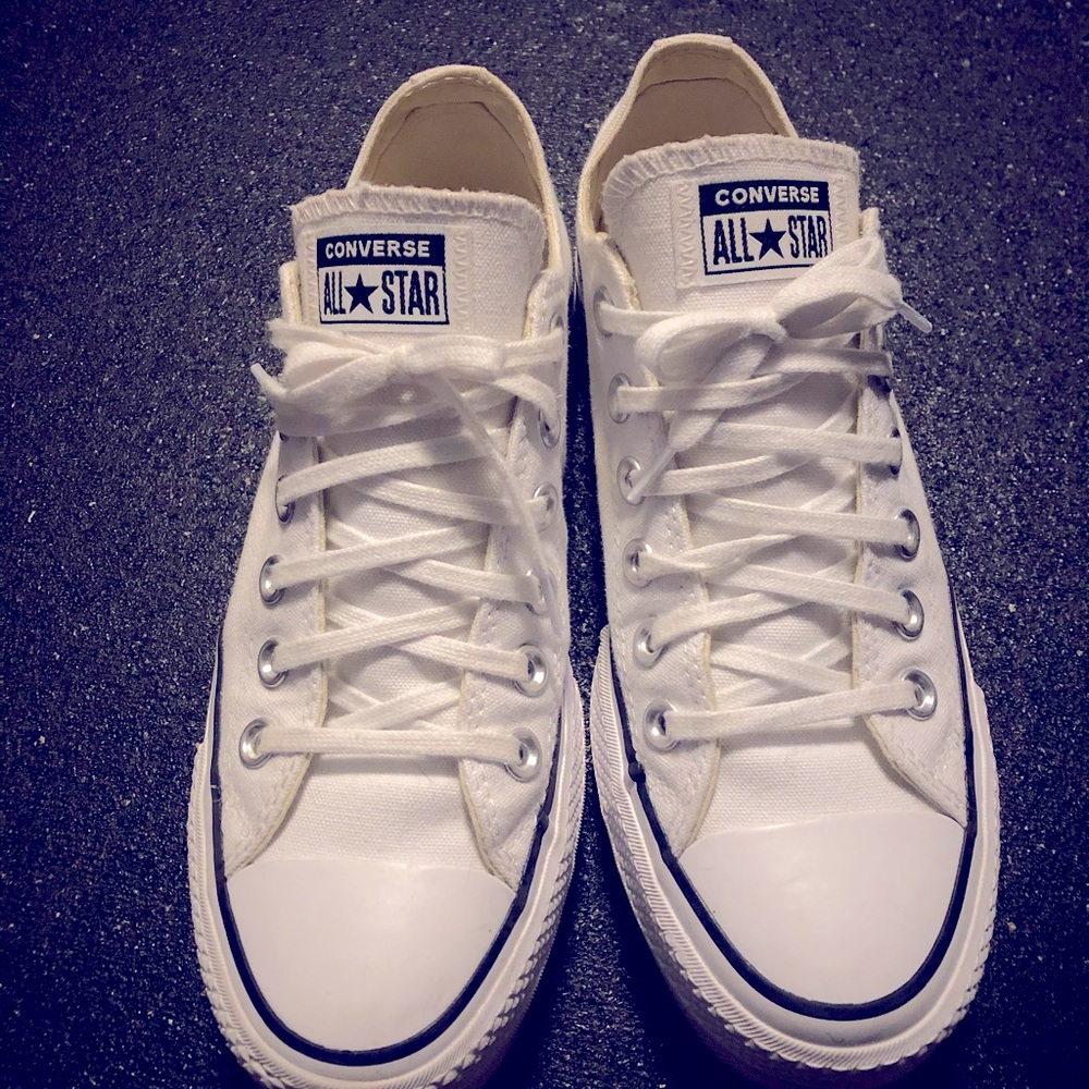 CONVERSE - All white, platform, canvas